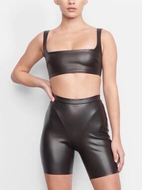 SKIMS Faux Leather Bralette Soot